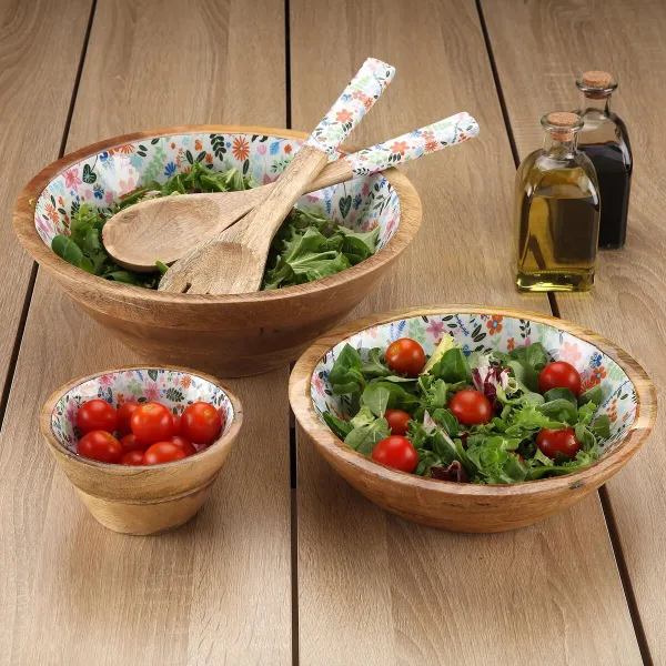 Bowl Versa Bamboo Mango wood Flowers 13 x 7 x 13 cm