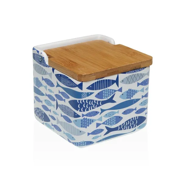 Sālstrauciņš ar Vāku Versa AQUA 2 Keramika Dolomite 12,2 x 11,5 x 12,2 cm