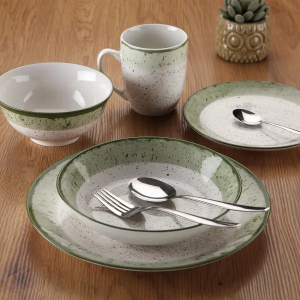 Māla trauki Versa Zaļš Porcelāns 18 Daudzums