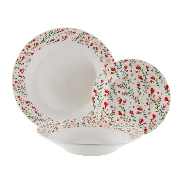 Tableware Versa Porcelain Hearts 18 Pieces
