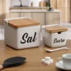 Salt Shaker with Lid Versa Sal White Ceramic 12,2 x 11,5 x 12,2 cm