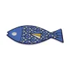 Table Mat Versa Blue Cork Ceramic Fish 14 x 0,7 x 20 cm