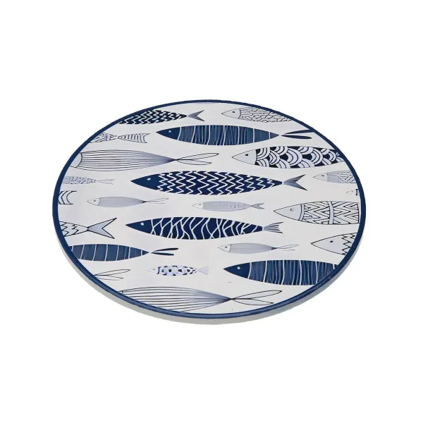 Table Mat Versa Blue Cork Ceramic Fish 20 X 0,6 X 20 CM