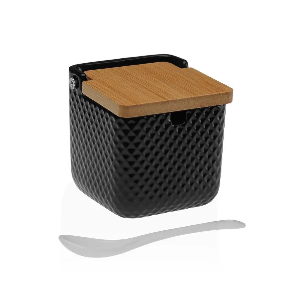 Sokeriastia Versa Musta Keraminen Bambu Dolomite 8,3 x 8,3 x 8,3 cm