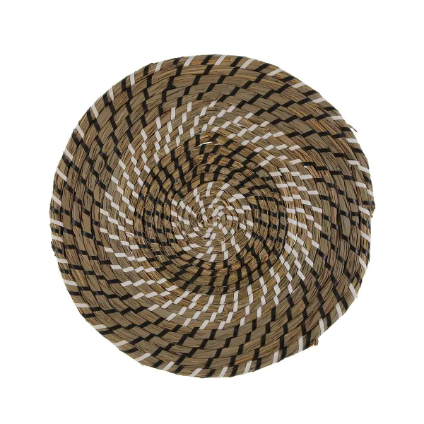 Table Mat Versa White Black Textile Water hyacinth 38 cm