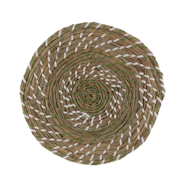 Table Mat Versa White Green Textile Water hyacinth 38 cm