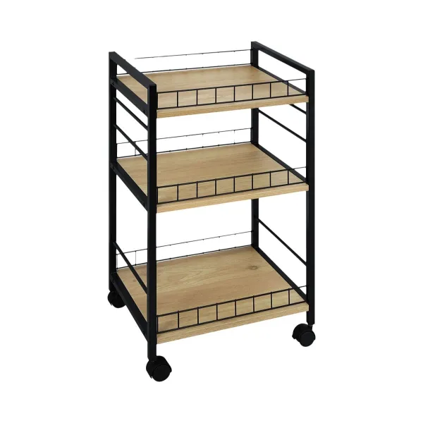 Vegetable trolley Versa Black Metal Plastic Melamin 30 x 76 x 40 cm
