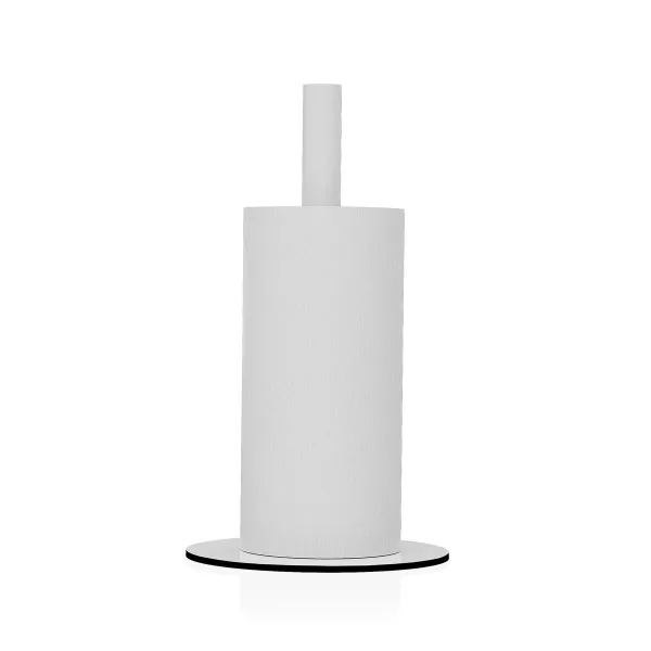 Keittiöpaperiteline Versa Valkoinen Ruostumaton teräs Teräs Rauta Kumipuu 17 x 31 x 17 cm
