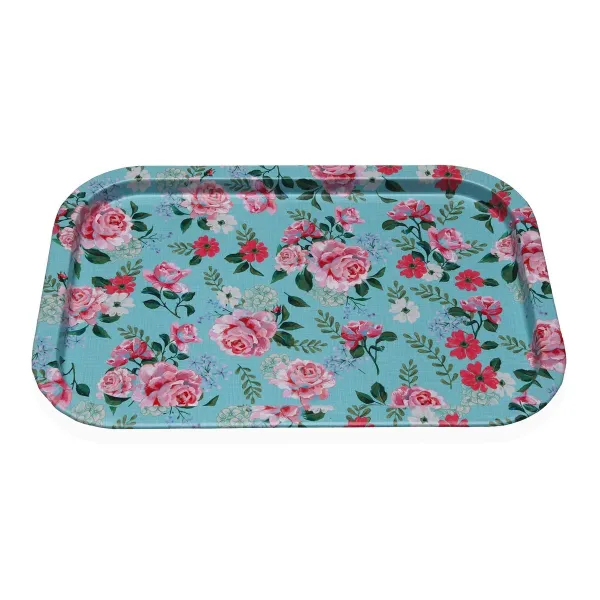 Поднос Versa Синий Металл 23 X 1,5 X 34 CM Цветы