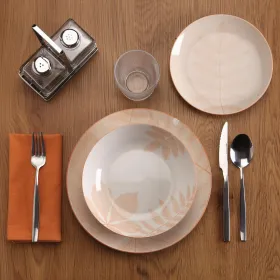 Ruokailuvälineet Versa Aylen Beige Posliini 18 Kappaletta