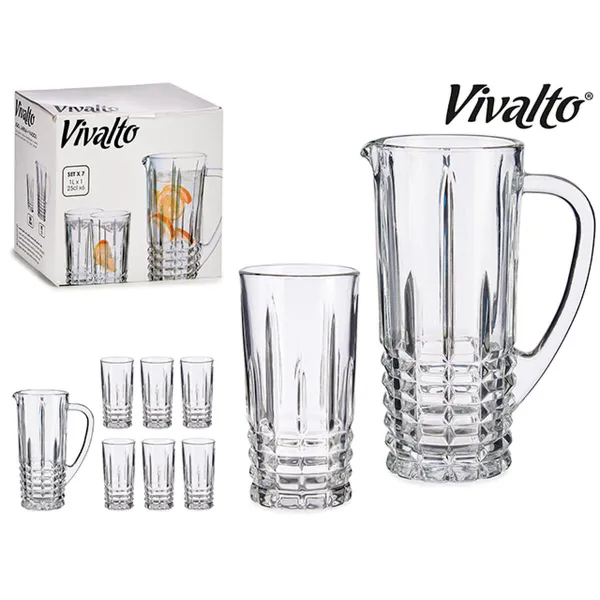 Burku un glāžu komplekts Vivalto 41053 Caurspīdīgs Stikls 250 ml