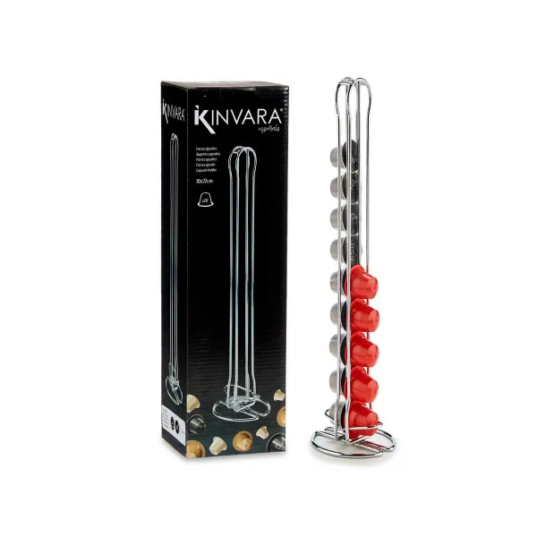 Stand for 20 Coffee Capsules Kinvara Silver Stainless steel Steel 10 x 37,5 x 9 cm