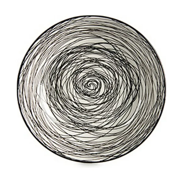Deep Plate Vessia White Black Porcelain Stripes 20 x 4,7 x 20 cm