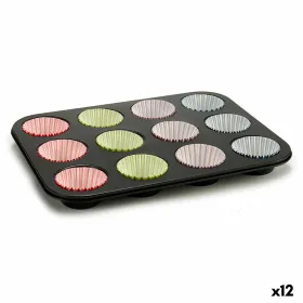 Muffinssi Vuoka Kinvara Sininen Musta Punainen Vihreä Purppura Monivärinen 7 x 7 x 3 cm 35 x 3 x 26,5 cm Uunivuoka (12 osaa)