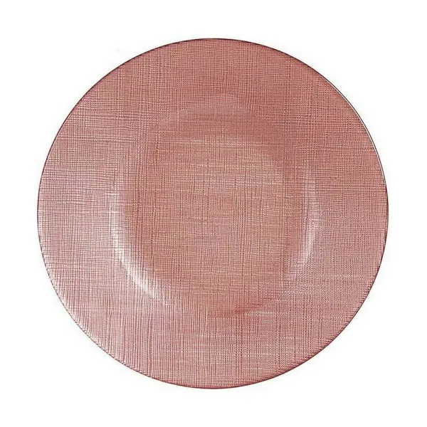 Flat Plate Vivalto Pink Glass 21 x 2 x 21 cm (6 Units)