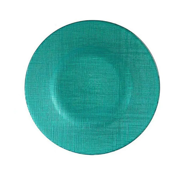 Flat Plate Vivalto Turquoise Glass 21 x 2 x 21 cm (6 Units)