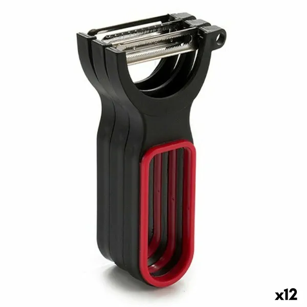 Peeler Kinvara Black Red Steel Natural rubber polypropylene 11 x 17,5 x 4,5 cm Set (12 Units)