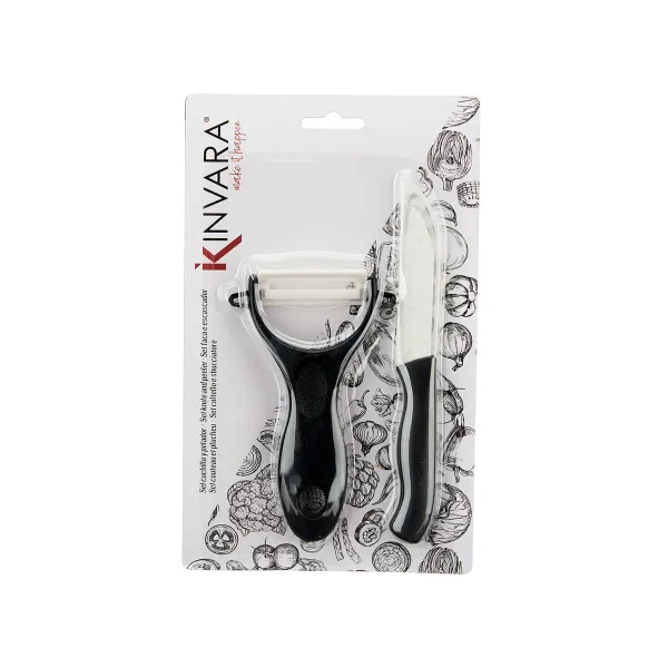 Vegetables Cutter and Peeler Kinvara White Black Ceramic polypropylene ABS 14 x 23 x 2 cm (24 Units)