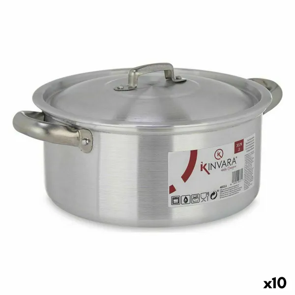 Кастрюля с крышкой Kinvara Серебристый 3 L 28 x 12,5 x 22 cm (10 штук)