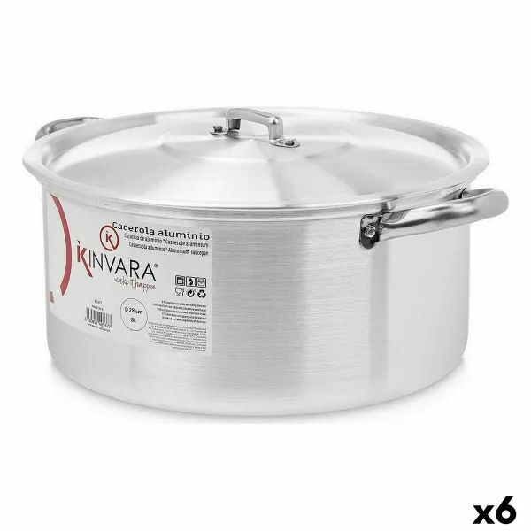 Puodas su dangčiu Kinvara Sidabras 8 L 38 x 16 x 30,5 cm (6 vnt.)