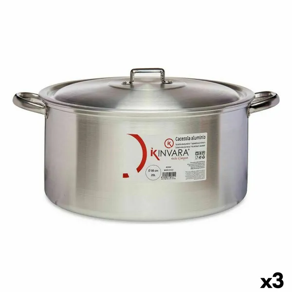Casserole with lid Kinvara Silver 20 L 51 x 23 x 41 cm (3 Units)