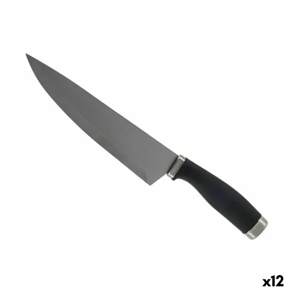 Кухонный нож Kinvara Чёрный Серебристый Нержавеющая сталь Пластик 5 x 2 x 33 cm 5 x 33 x 2,5 cm (12 штук)