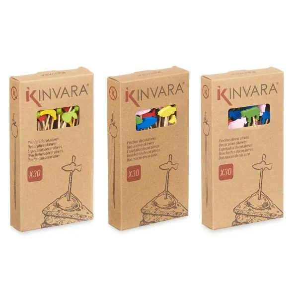 Barbecue Skewer Set Kinvara Bamboo Skewer Decorated (24 Units)