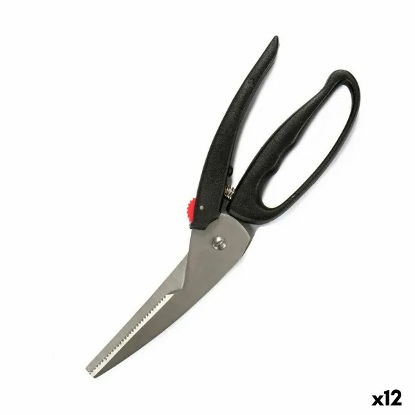 Kitchen Scissors Kinvara Black Steel Plastic 24,5 x 2 x 7,5 cm (12 Units)
