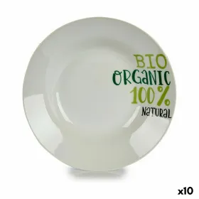 Deep Plate Organic White Green Porcelain Printed Ø 20,6 cm 20,5 x 4 x 20,5 cm (10 Units)