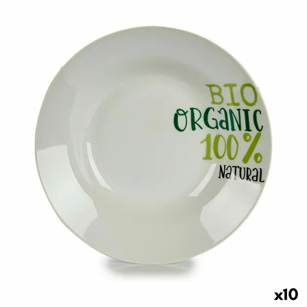 Gili lėkštė Organic Balta Žalia Porcelianas Raštuotas Ø 20,6 cm 20,5 x 4 x 20,5 cm (10 vnt.)