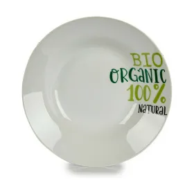 Deep Plate Organic White Green Porcelain Printed Ø 20,6 cm 20,5 x 4 x 20,5 cm (10 Units)