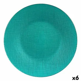 Flat Plate Vivalto Turquoise Glass 27,5 x 2 x 27,5 cm (6 Units)