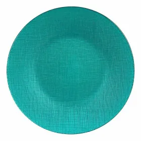 Flat Plate Vivalto Turquoise Glass 27,5 x 2 x 27,5 cm (6 Units)