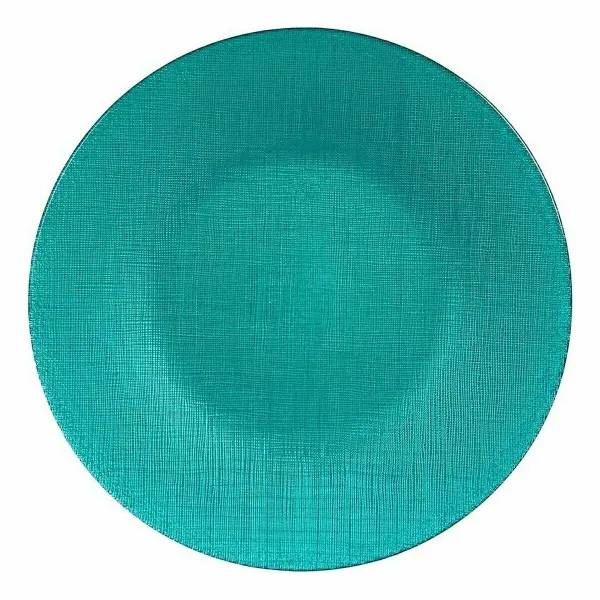 Flat Plate Vivalto Turquoise Glass 27,5 x 2 x 27,5 cm (6 Units)