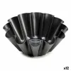 Flan Mould Kinvara Dark grey Steel 23 x 8,2 x 23 cm 24 x 23 x 12 cm (12 Units)