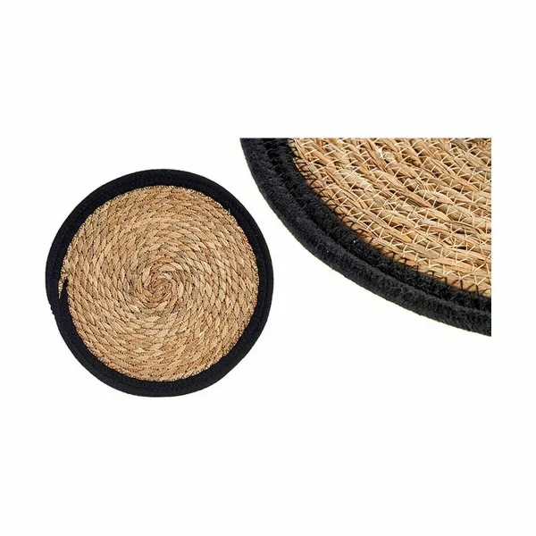 Подставка под горячее Gift Decor Чёрный Натуральный Натуральное волокно 30 x 1 x 30 cm (48 штук)
