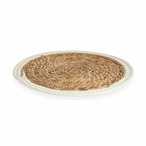 Table Mat Gift Decor White Natural Natural Fibre 30 x 1 x 30 cm (48 Units)