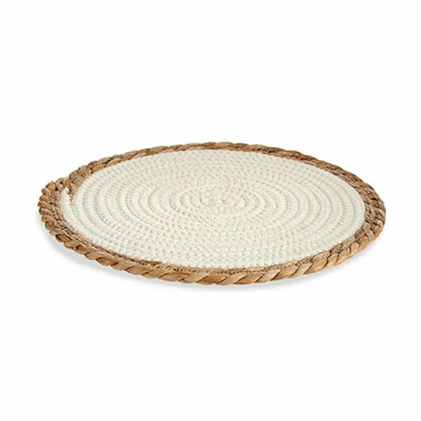 Table Mat Gift Decor White Natural Natural Fibre 30 x 1 x 30 cm (48 Units)