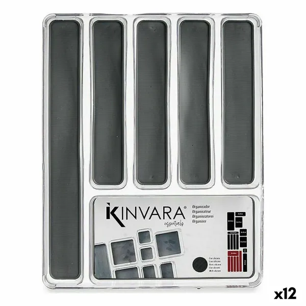 Virtuves Piederumu Organizators Kinvara Pelēks Caurspīdīgs Silikona Plastmasa TPR Pārstrādājama plastmasa 32,3 x 4,5 x 40 cm (12