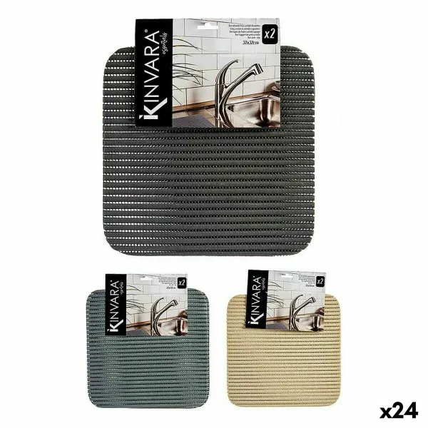 Neslystantis kilimėlis Kinvara Balta Tamsiai pilka Plastmasinis 32 x 32 cm Rinkinys 2 Dalys (24 vnt.)
