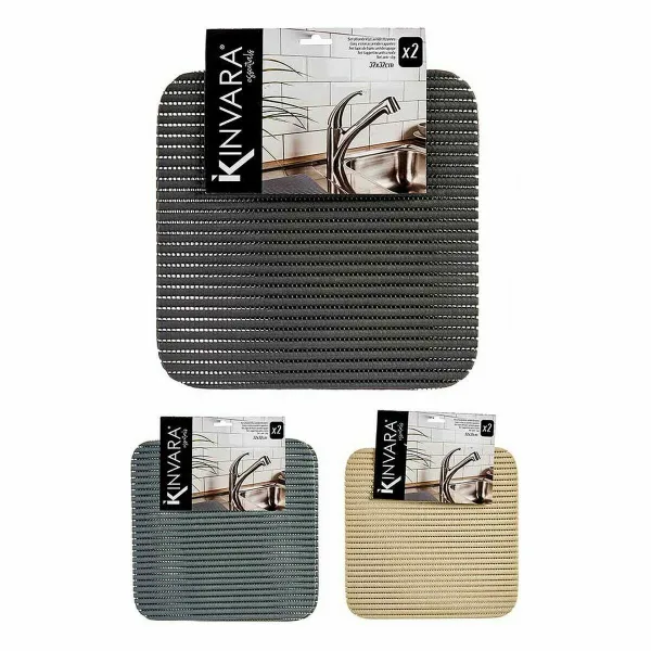 Neslystantis kilimėlis Kinvara Balta Tamsiai pilka Plastmasinis 32 x 32 cm Rinkinys 2 Dalys (24 vnt.)