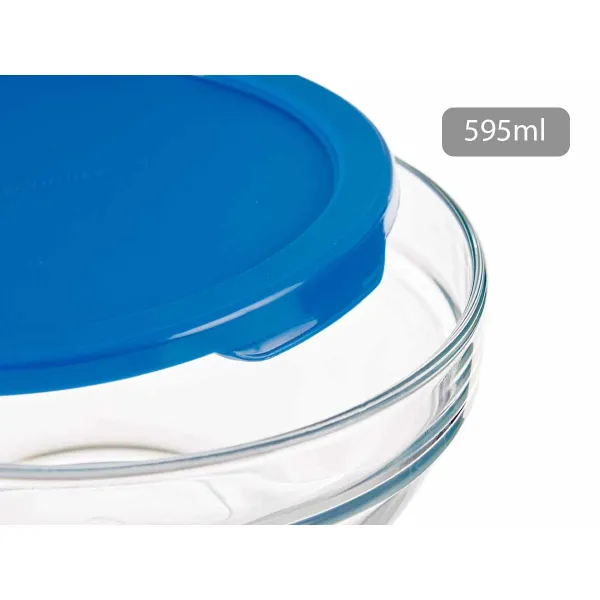 Pyöreä eväsrasia kannella Pasabahce Chefs Sininen 595 ml (6 osaa)