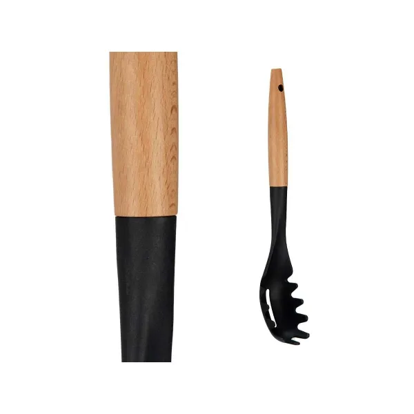 Makaronų šaukštas Kinvara Juoda Natūralus Medžio Plastmasinis 6 x 33,5 x 6 cm 6 x 33,5 cm (12 vnt.)