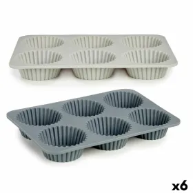 Keksiukų kepimo skarda Kinvara Šviesiai pilka Tamsiai pilka 25,5 x 3 x 17,5 cm Magdalenas (6 vnt.)