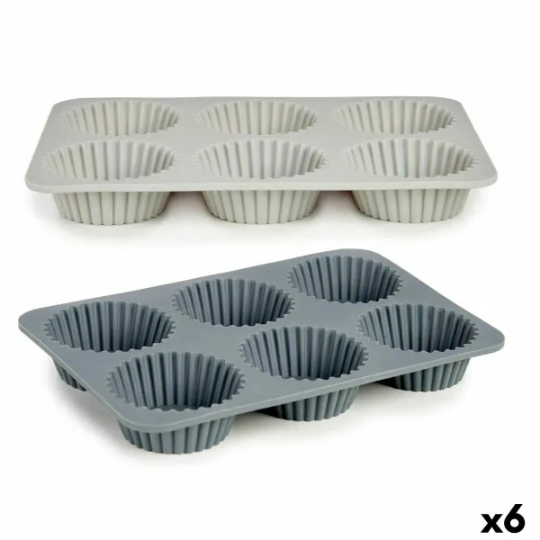Keksiukų kepimo skarda Kinvara Šviesiai pilka Tamsiai pilka 25,5 x 3 x 17,5 cm Magdalenas (6 vnt.)