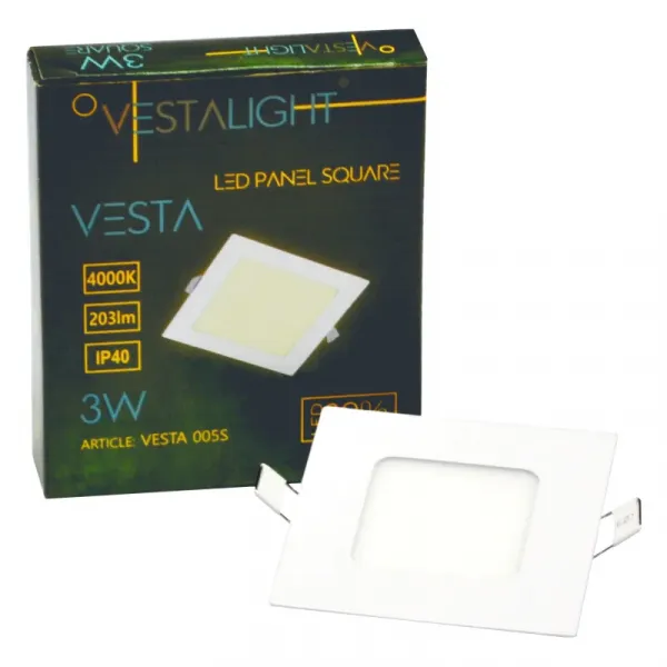 Recessed square LED luminaire "VESTA" 3W