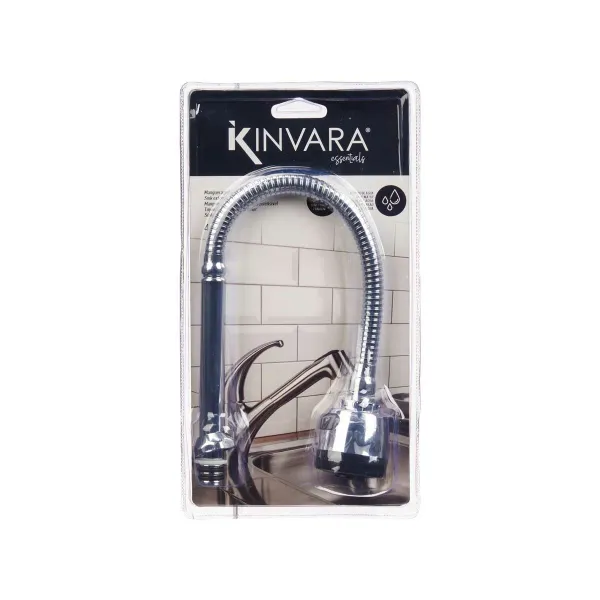 Kitchen Tap Kinvara Melns Sudrabains Gumija Metāls Plastmasa Pagarināms Daudzfunkcionāls (12 gb.)