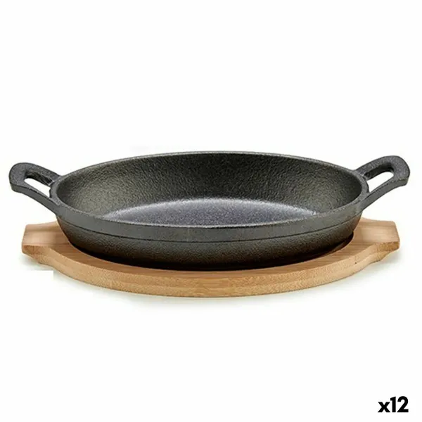 Casserole Dish for Serving Tapas Kinvara Brown Grey Wood 22,5 x 4,5 x 12,5 cm 12,5 x 5 x 22,2 cm (12 Units)