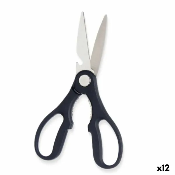 Kitchen Scissors Kinvara Black Silver Stainless steel 8,3 x 19,5 x 1,3 cm (12 Units)