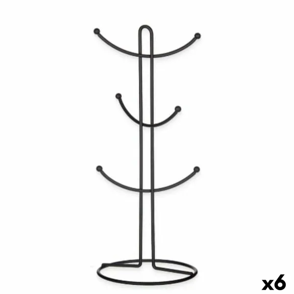 Puodelių kabykla Kinvara Juoda Metalinis 16 x 39 x 16 cm (6 vnt.)